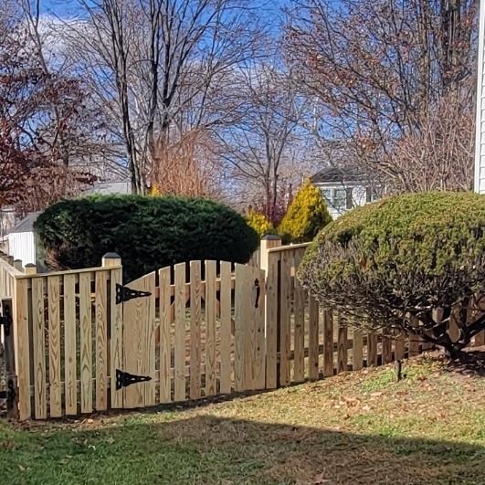 Custom wood fence with gate